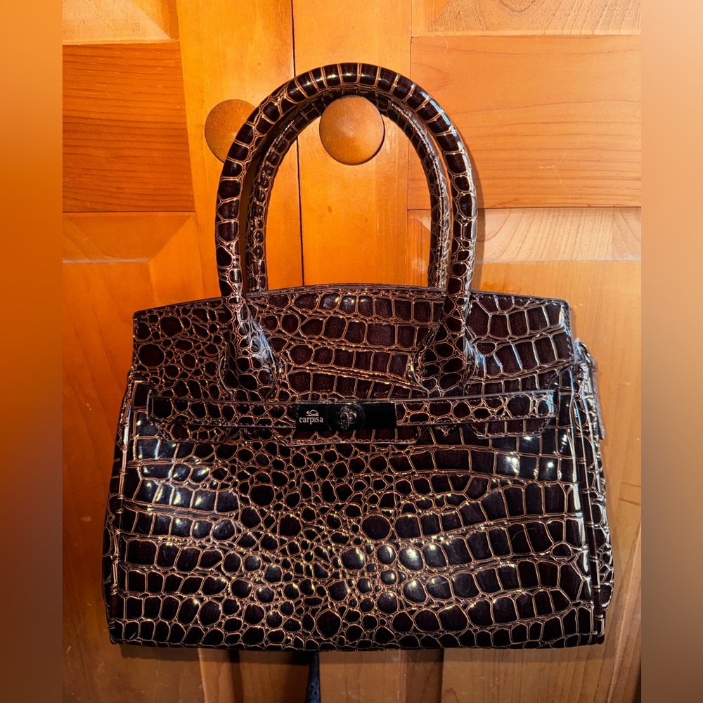 Brown Carpisa croc embossed set
